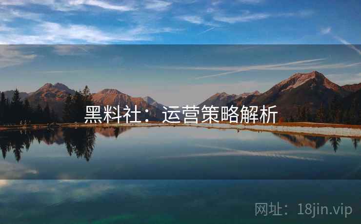 黑料社：运营策略解析